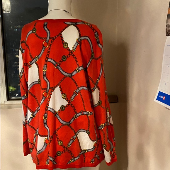 Dennis Basso red and Gray Cardigan 1X - Picture 5 of 7